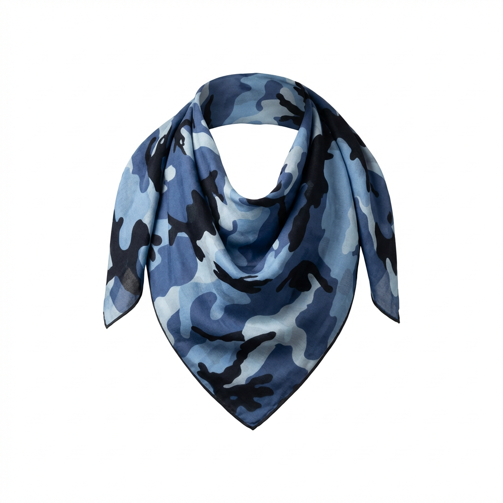 Valentino Camouflage Silk Scarf — Navy by Valentino