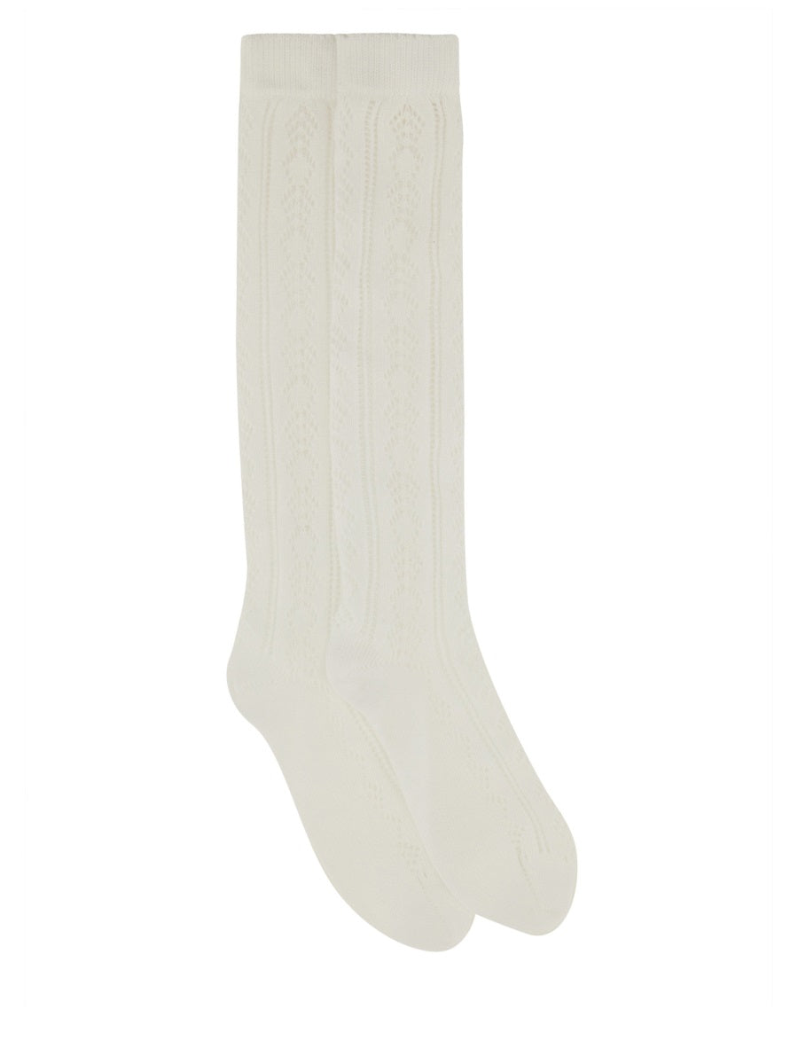 Valentino Perforated Cotton Socks — White by Valentino