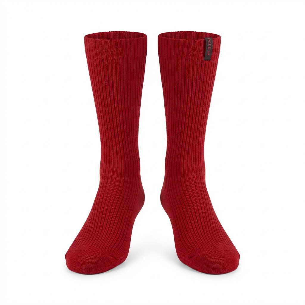 Valentino SV0KI00P5RC157 Ribbed Knit Socks — Red, view 2