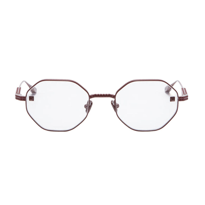 Valentino VLX-122B Metal Round-Frame Eyeglasses — Red, view 2
