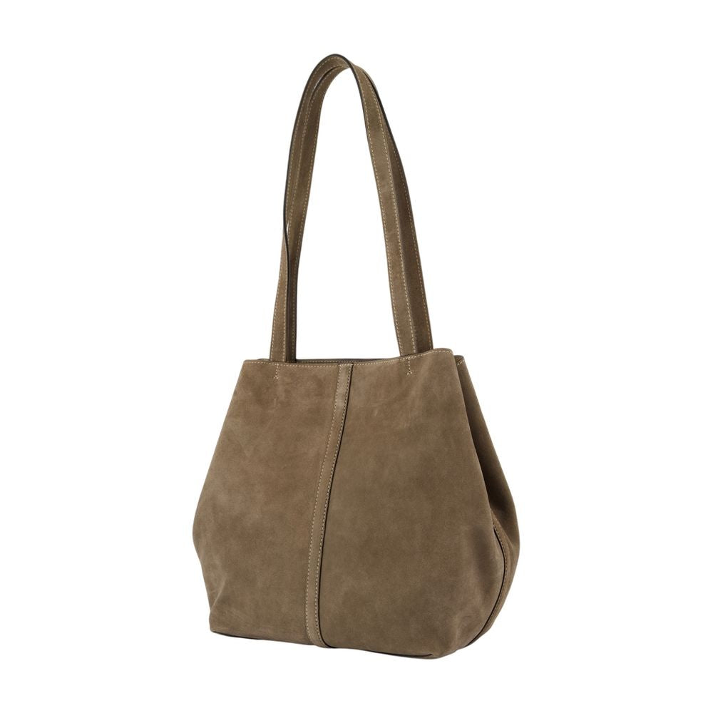 Vanessa Bruno Suede Tote Shoulder Bag — Beige, view 2