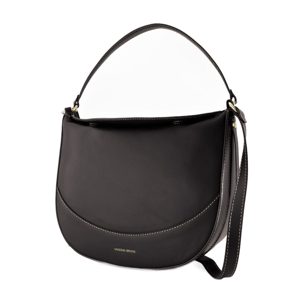 Vanessa Bruno Calfskin Leather Shoulder Bag — Black, view 3