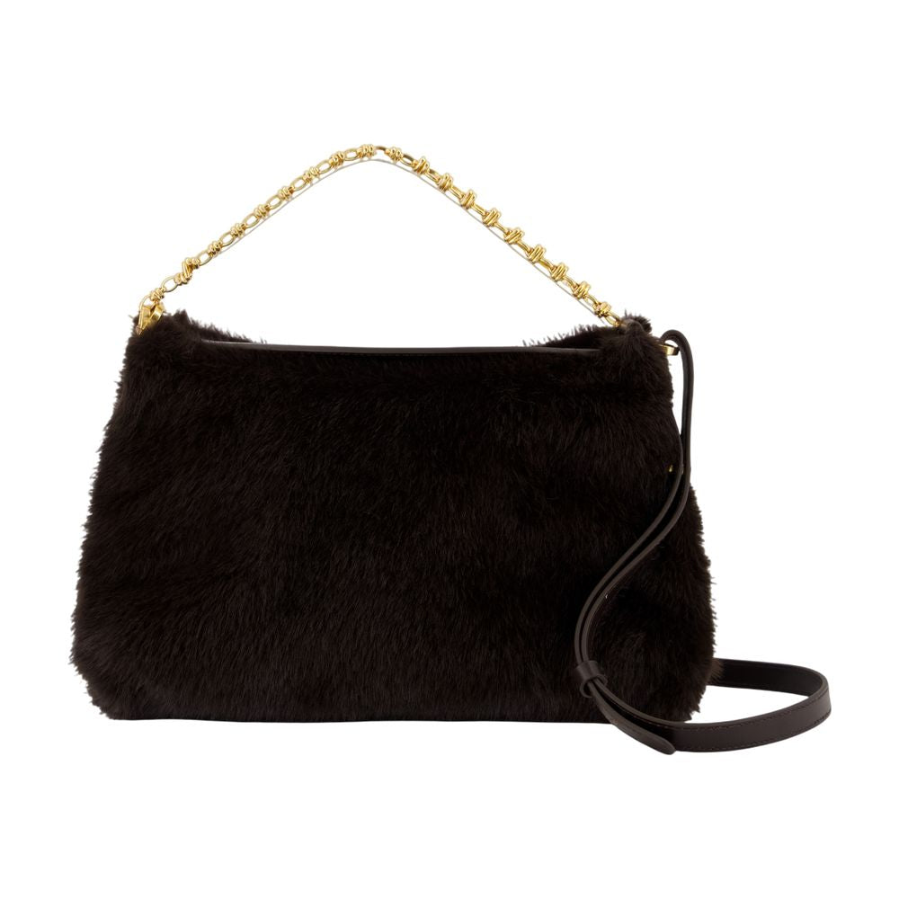Vanessa Bruno Faux Fur Shoulder Bag — Black by Vanessa Bruno