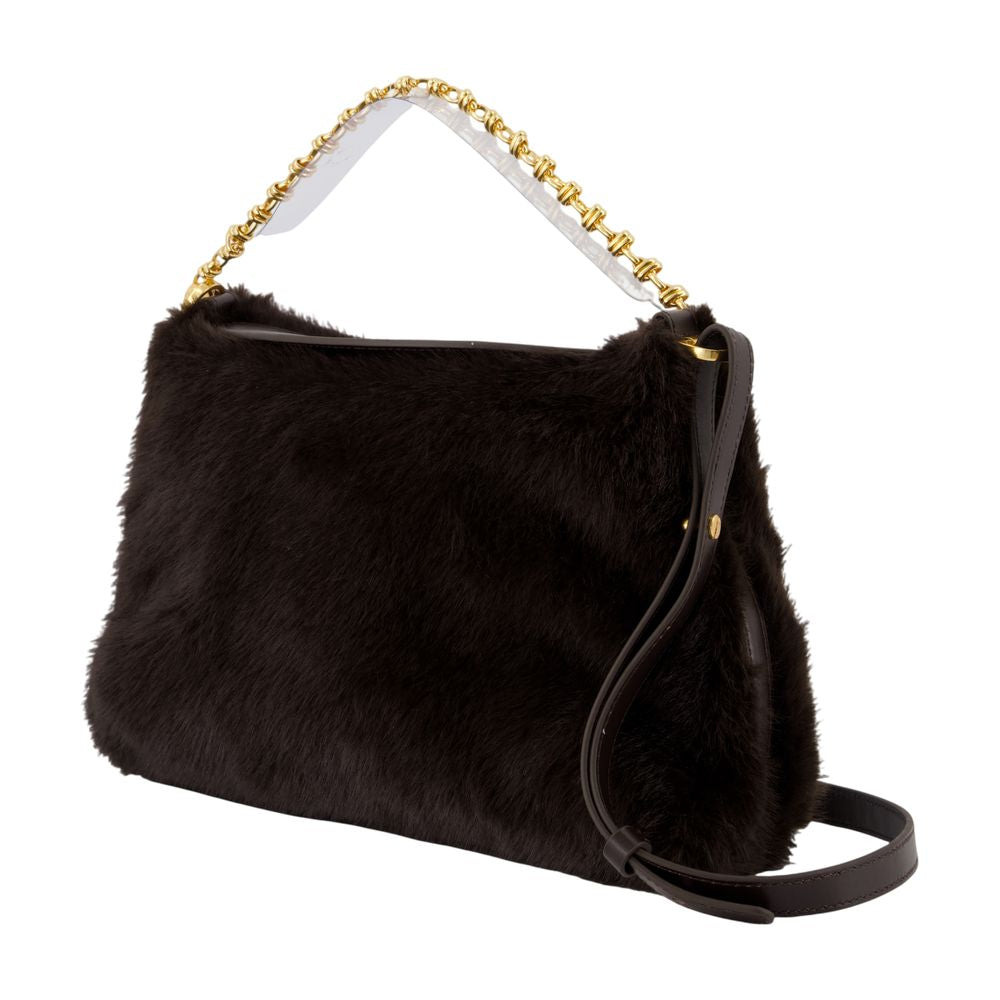 Vanessa Bruno Faux Fur Shoulder Bag — Black, view 2