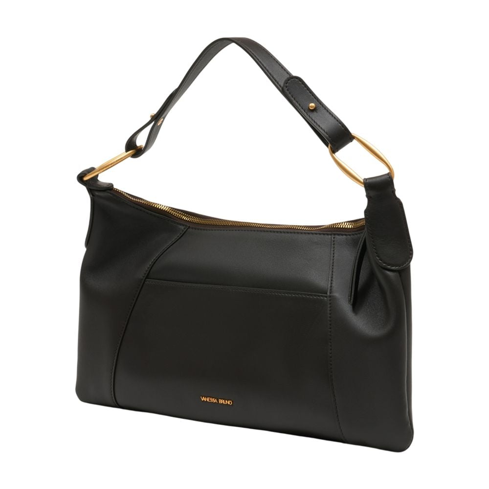 Vanessa Bruno Calfskin Leather Shoulder Bag — Black, view 2
