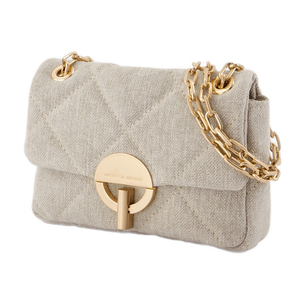 Vanessa Bruno Linen Shoulder Bag — Gray, view 3