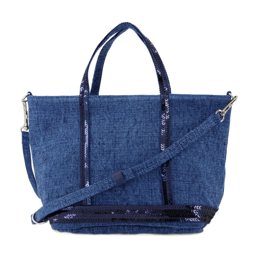 Vanessa Bruno Linen with Sequined Trim Tote Bag — Blue by Vanessa Bruno