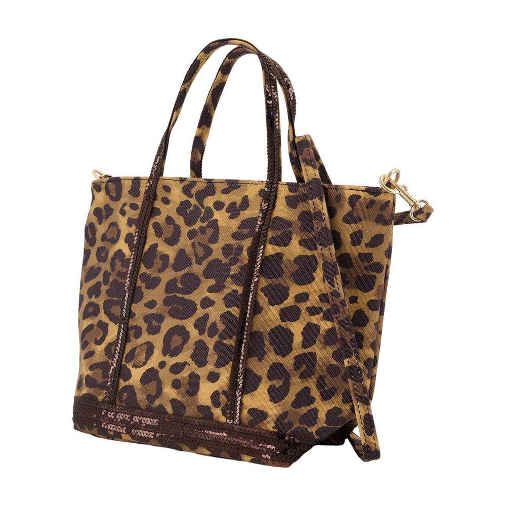 Vanessa Bruno Leopard-Print Cotton Tote Bag — Brown, view 2