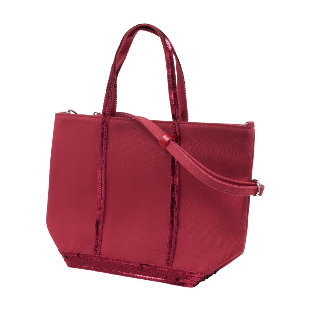 Vanessa Bruno Sequin-Trimmed Cotton Canvas Tote Bag — Burgundy, view 2