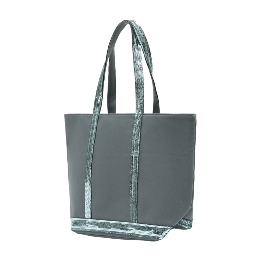 Vanessa Bruno Cotton with Sequin Trim Tote Bag — Gray, view 2