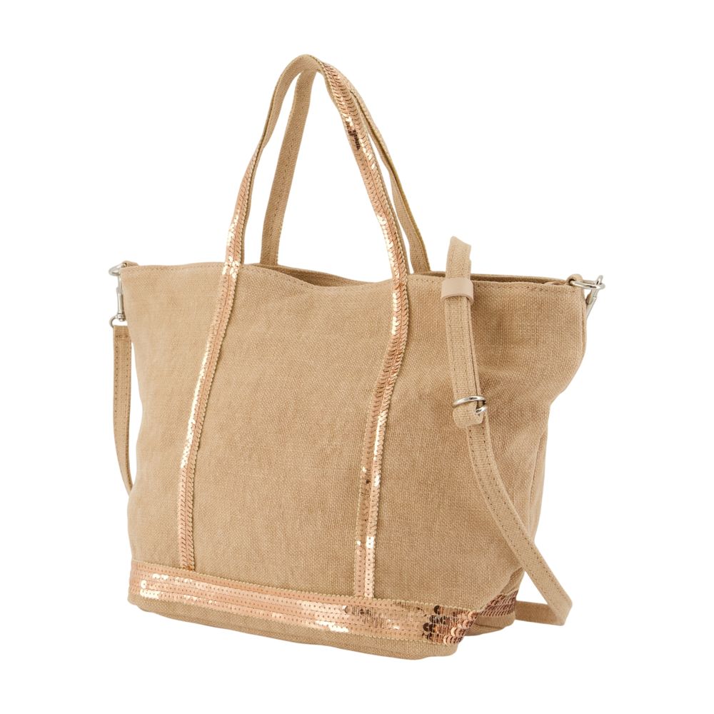 Vanessa Bruno Sequin-Trimmed Linen Tote Bag — Pink, view 2