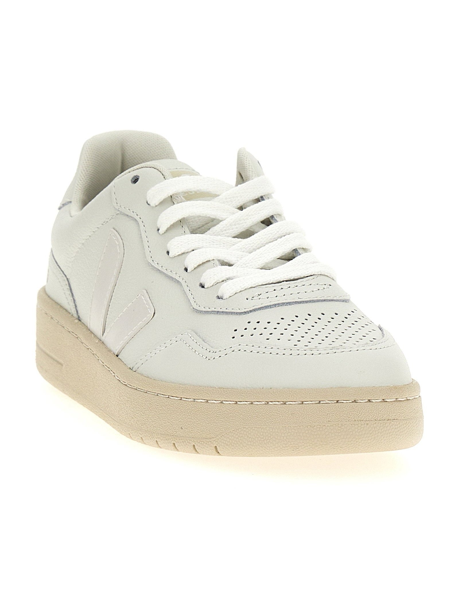 Veja Leather Lace-Up Sneakers — White, view 2