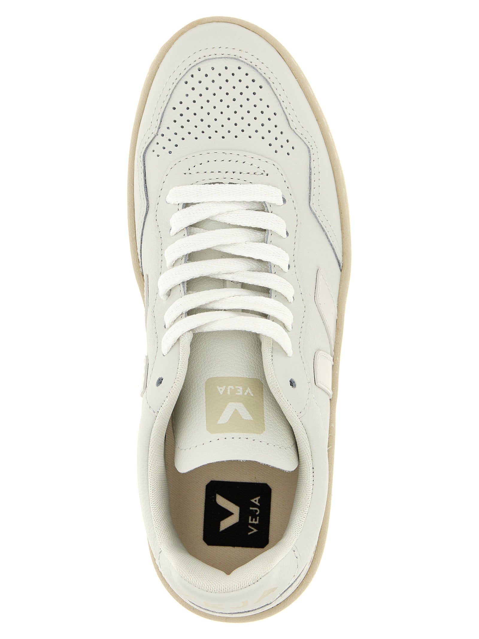 Veja Leather Lace-Up Sneakers — White, view 4