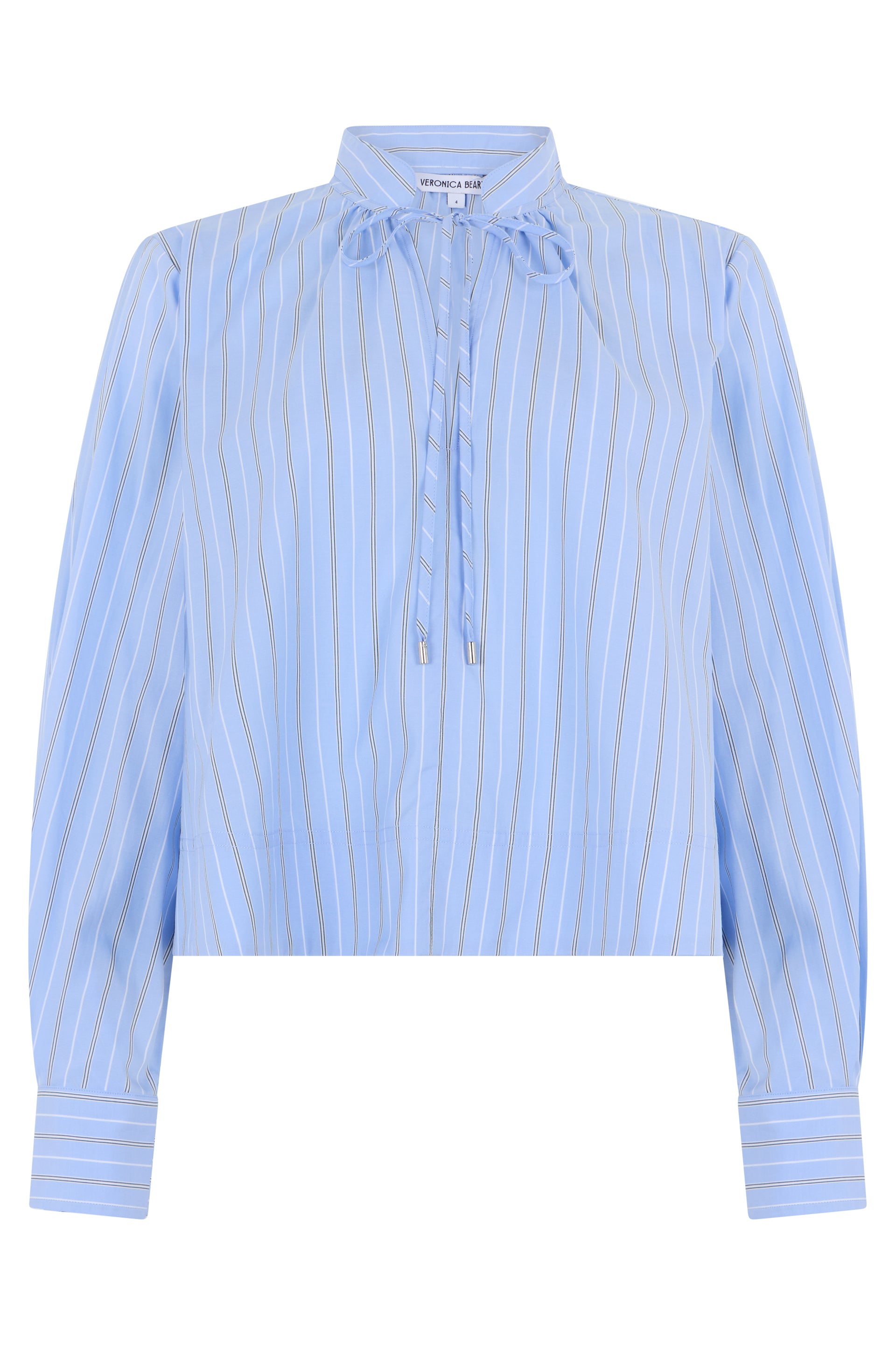 Veronica Beard Striped Cropped Blouse — Blue by Veronica Beard