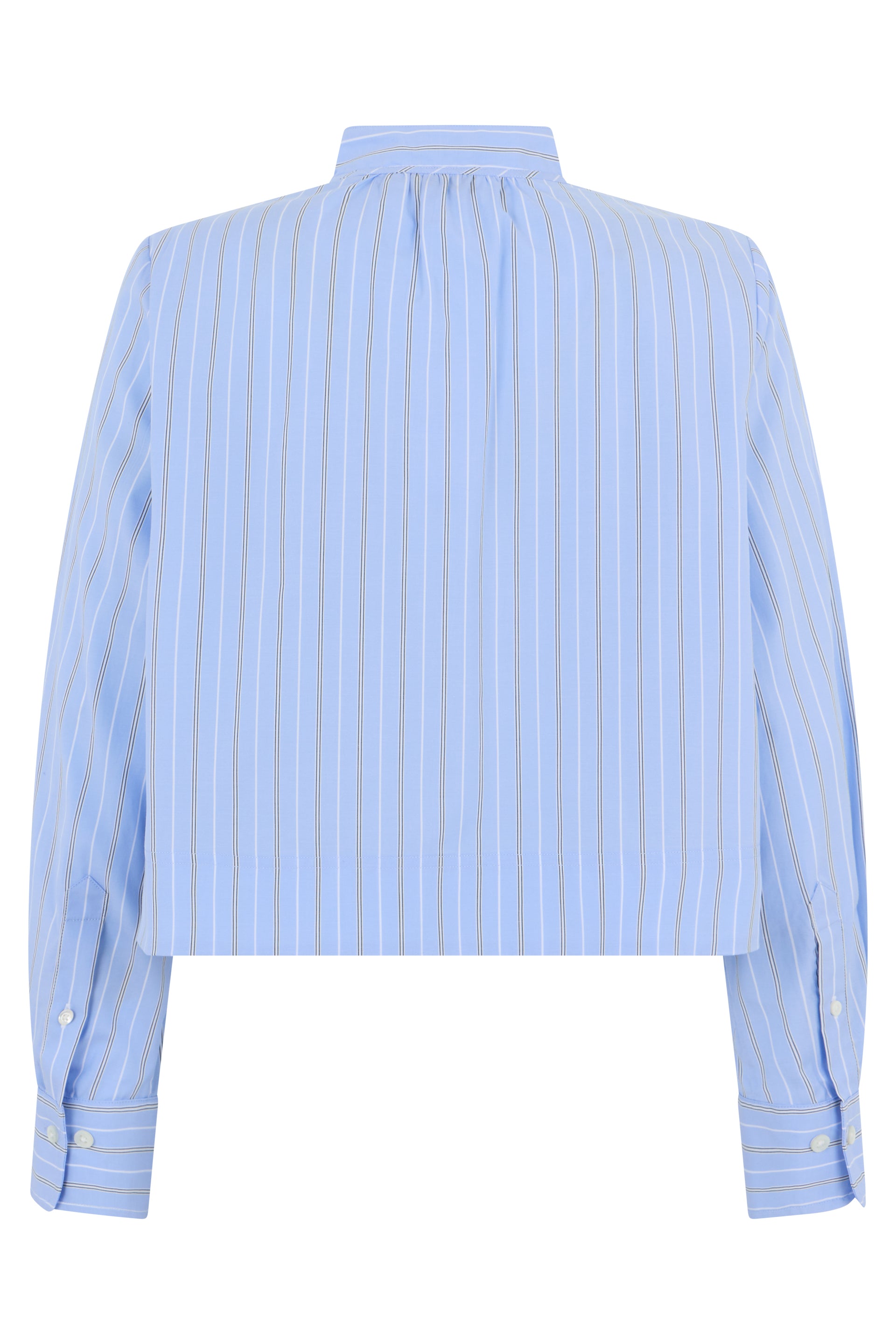 Veronica Beard Striped Cropped Blouse — Blue, view 2