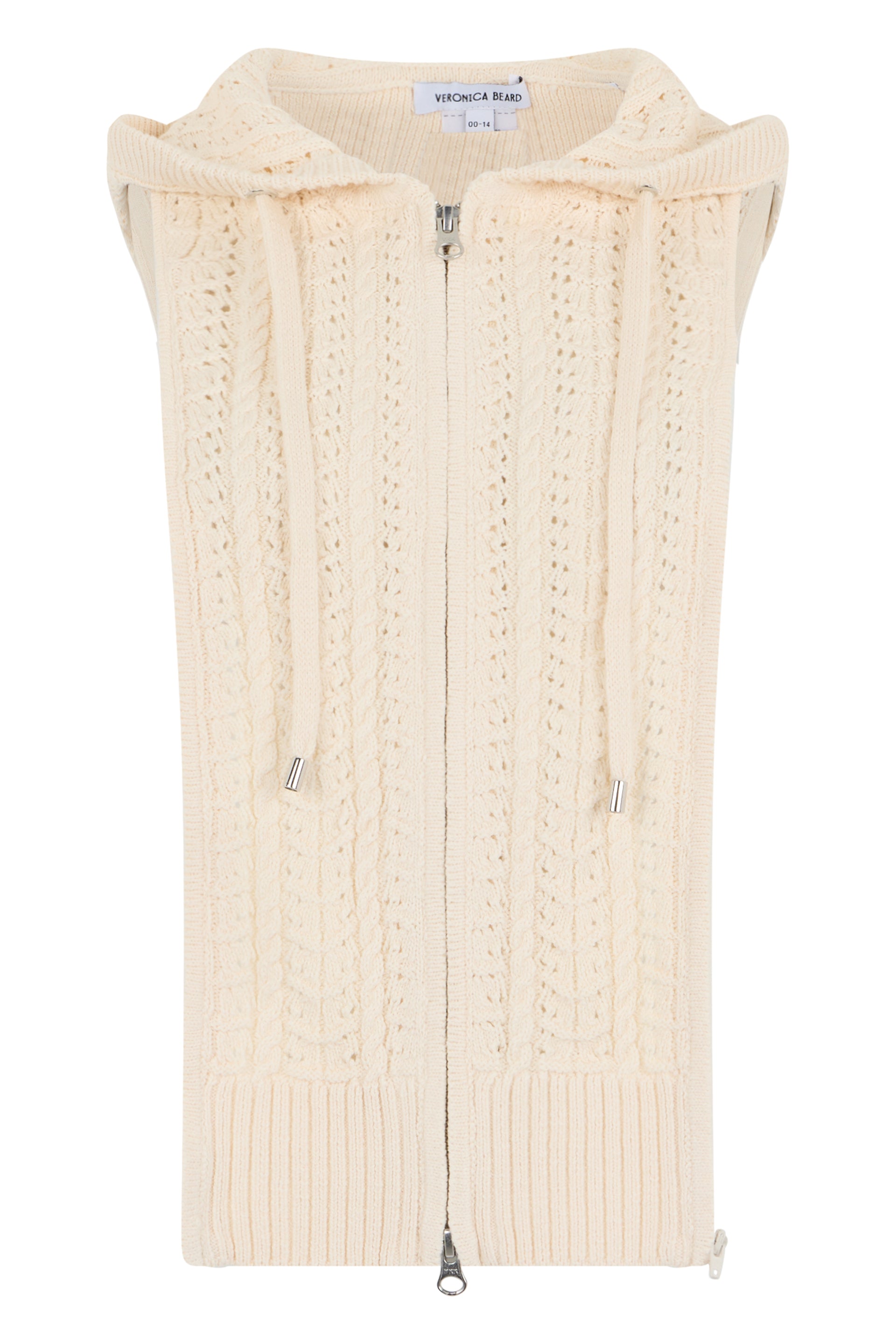 Veronica Beard Hooded Sleeveless Cardigan — Beige by Veronica Beard