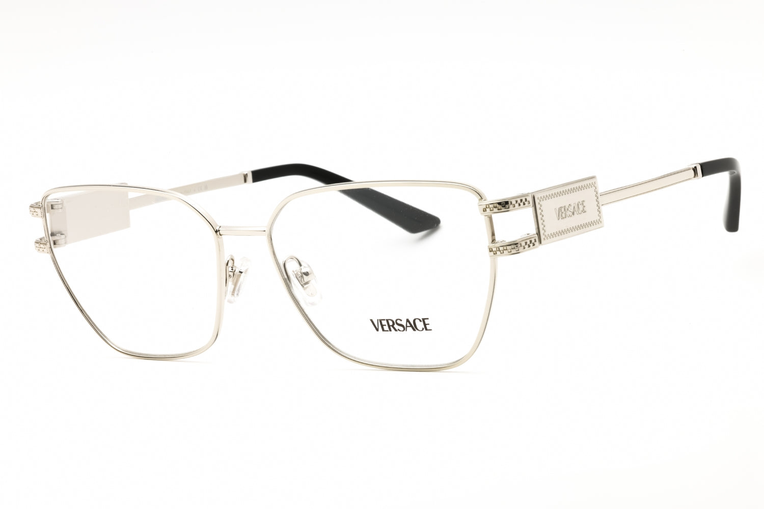 Versace 0VE1301 Cat-Eye Metal Frame Eyeglasses — Silver by Versace