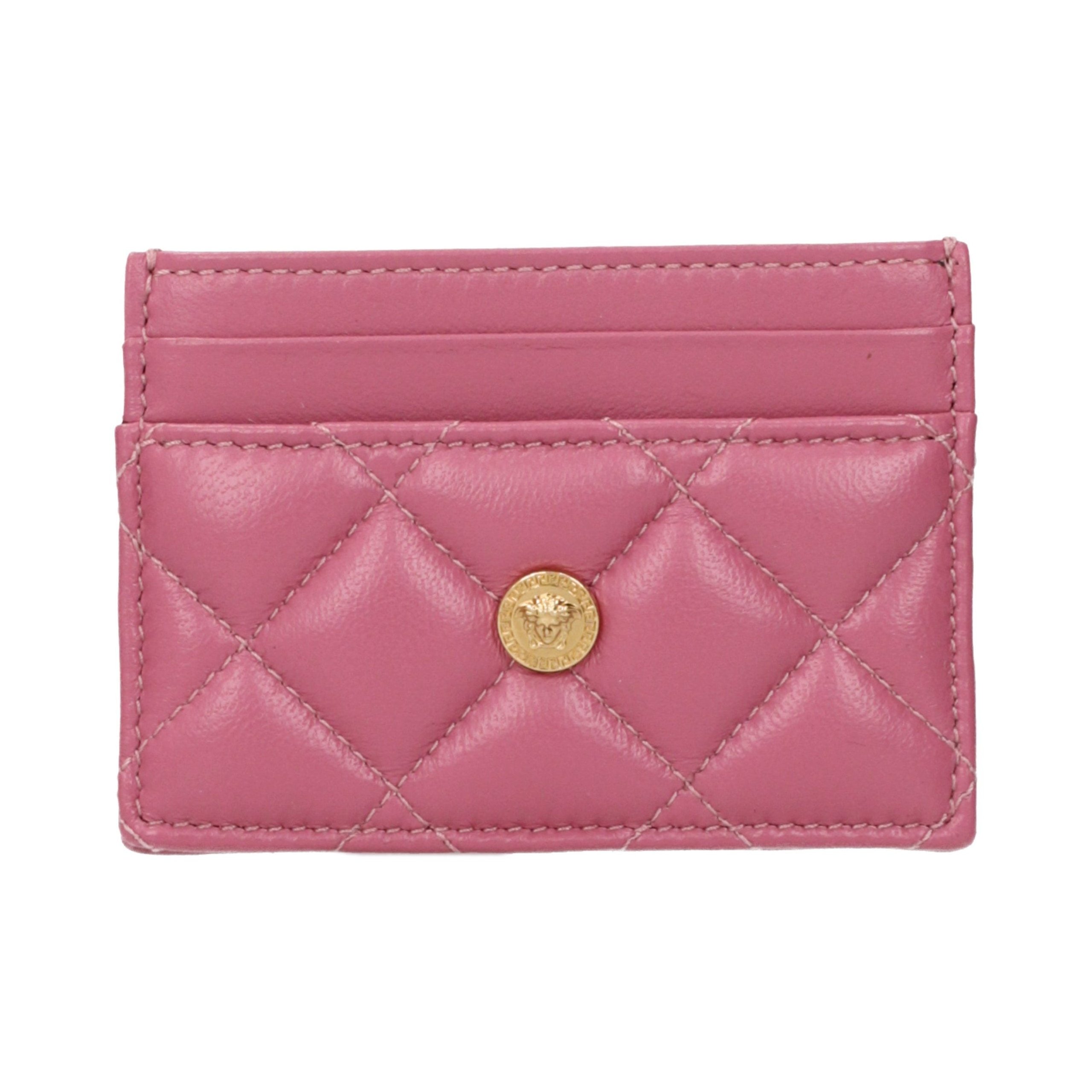 Versace Quilted Leather Card Case — Pink by Versace