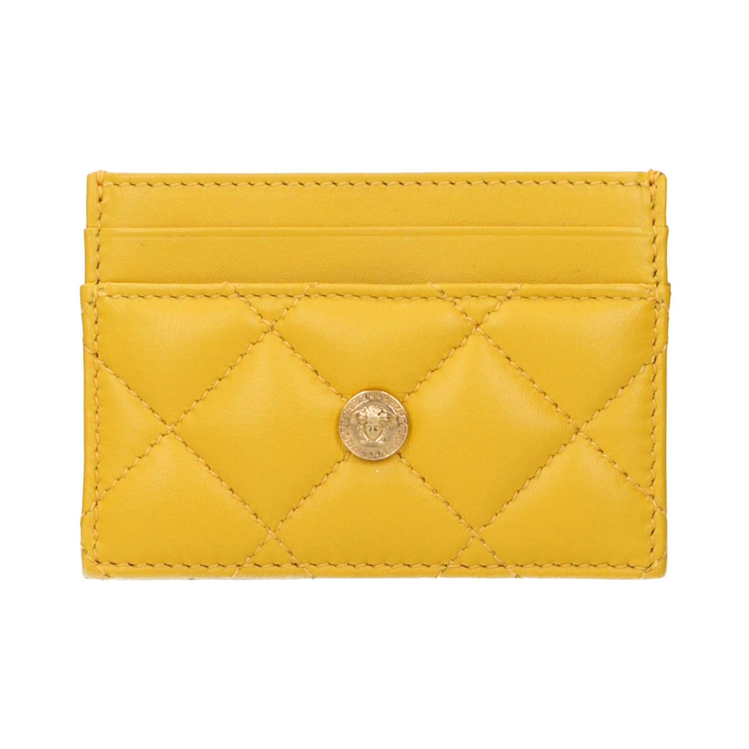 Versace Quilted Leather Card Case — Yellow by Versace