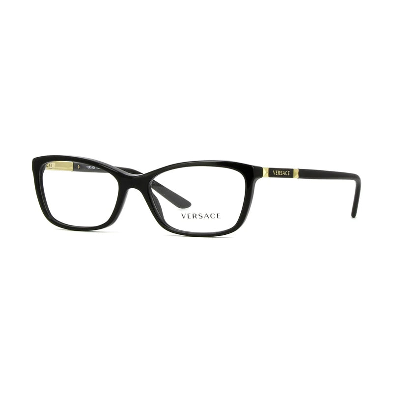 Versace Rectangle Full Rim Eyeglasses — Black by Versace