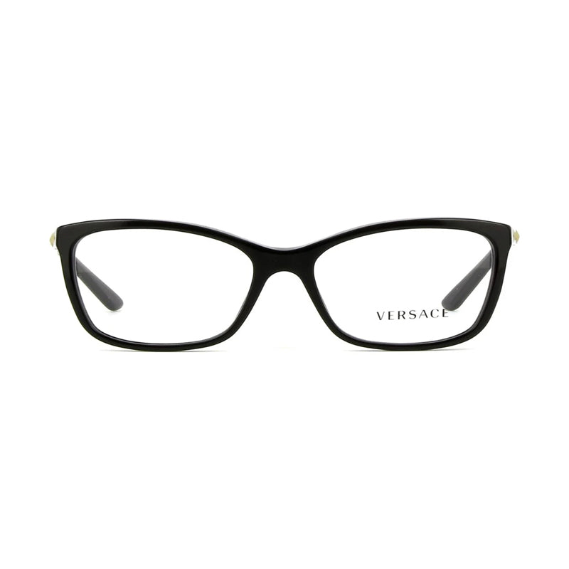 Versace Rectangle Full Rim Eyeglasses — Black, view 2