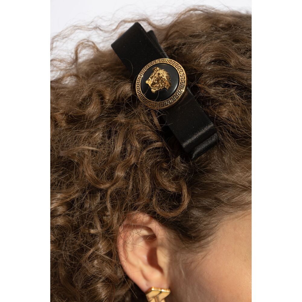 Versace Medusa-Embellished Hair Clip — Black, view 2