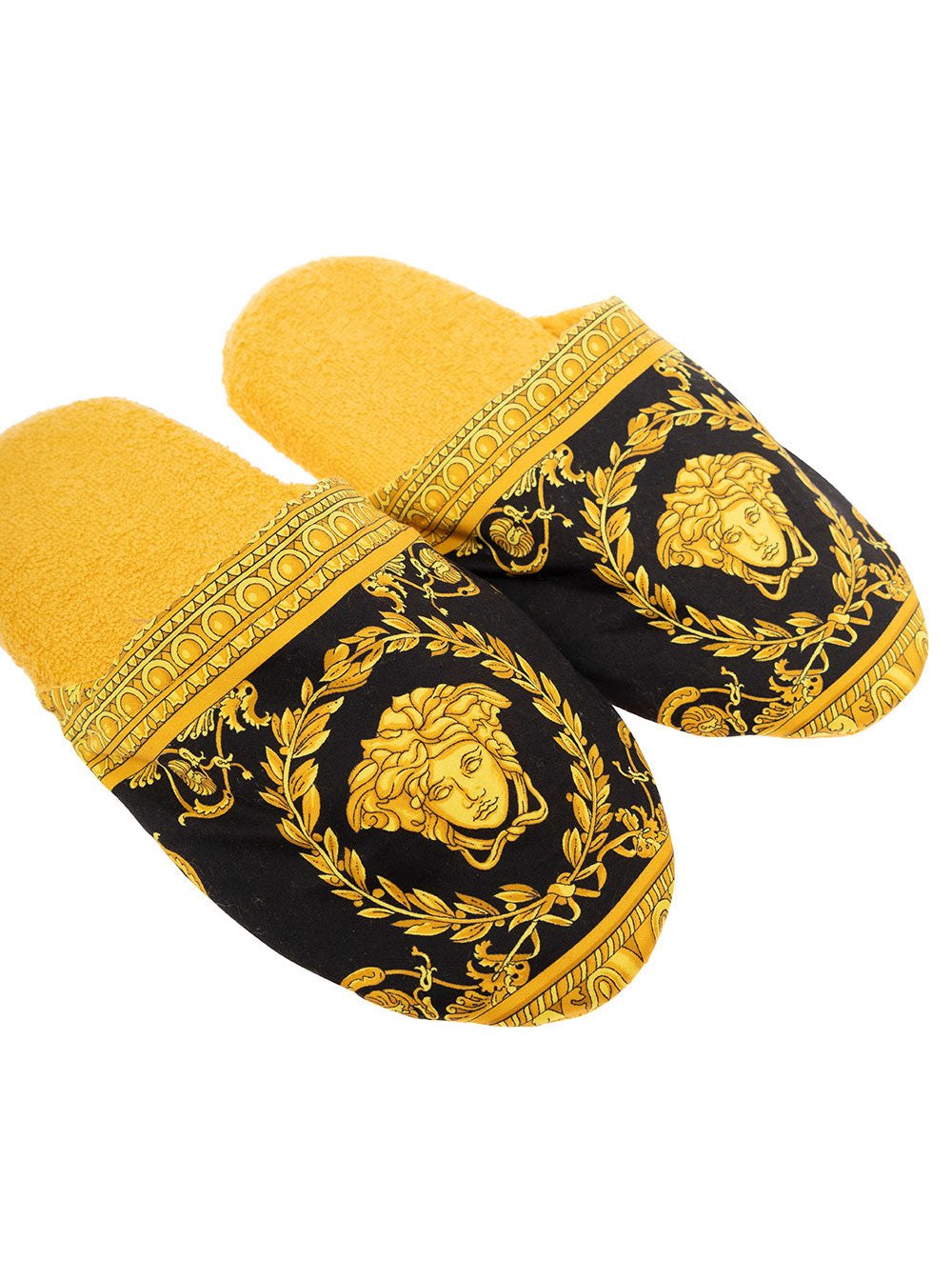 Versace Home Baroque Print Cotton Slipper — Yellow, view 4