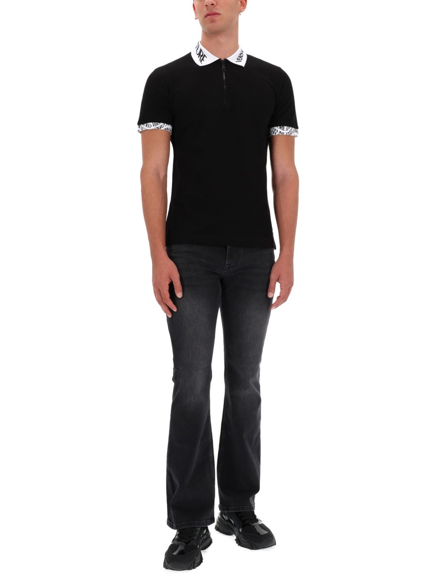 Versace Jeans Couture Slim-Fit Cotton Jeans — Black, view 4