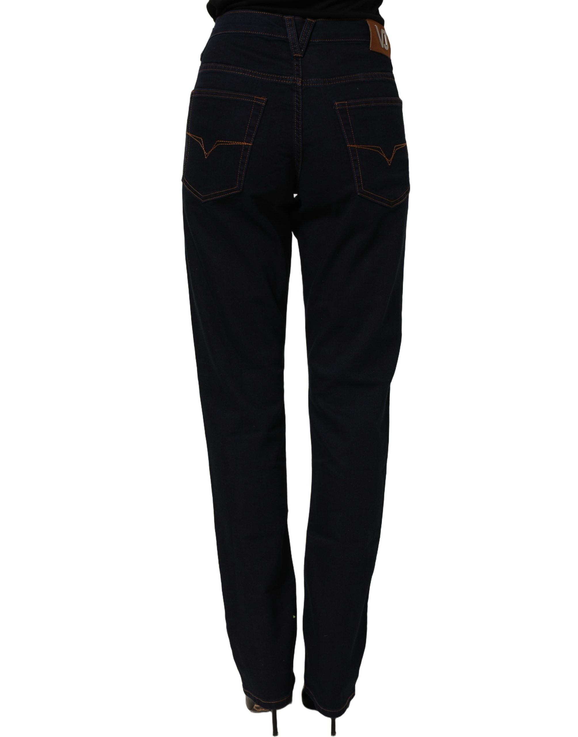 Versace Jeans Couture High-Waist Skinny Denim Jeans — Navy, view 5