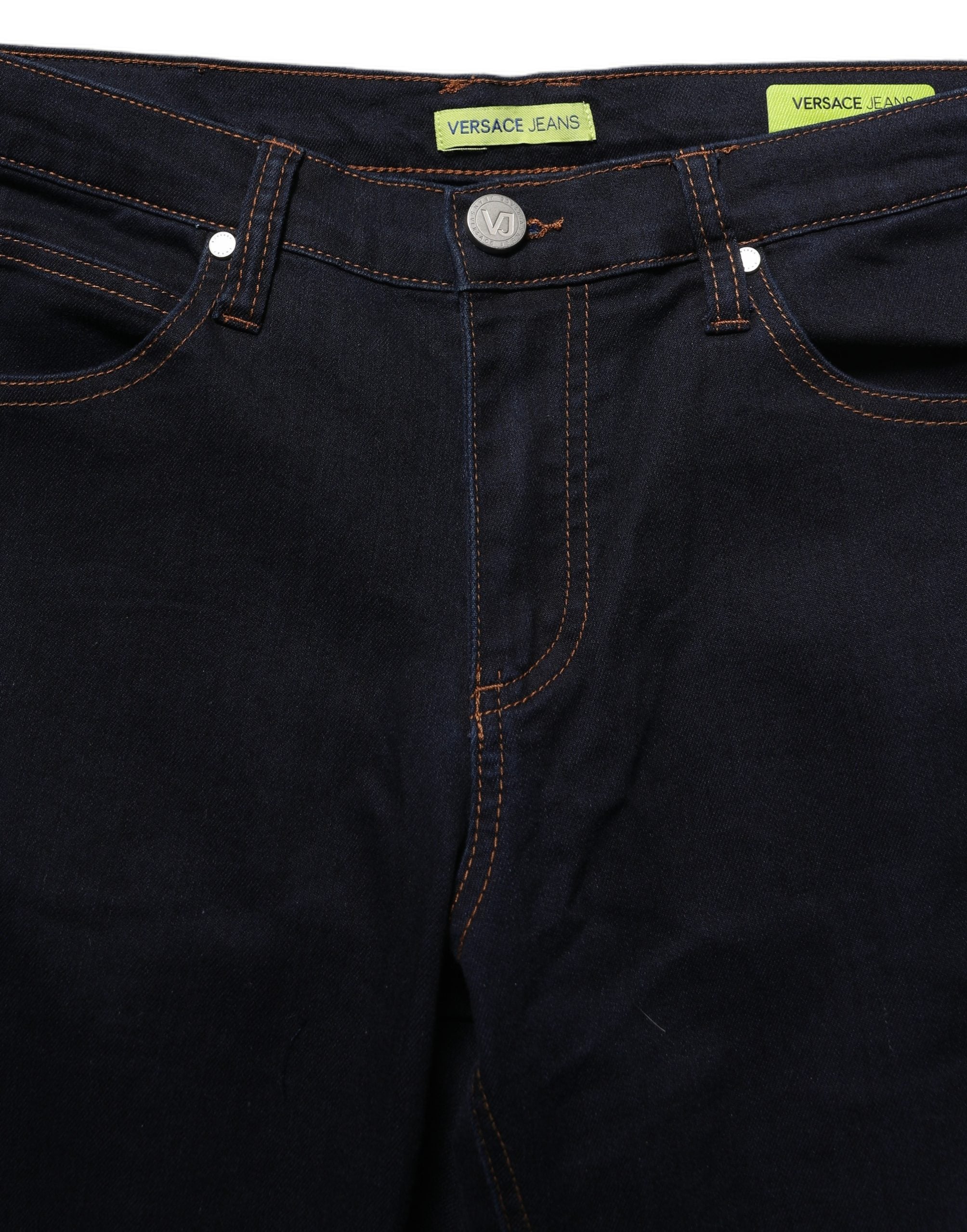 Versace Jeans Couture High-Waist Skinny Denim Jeans — Navy, view 6