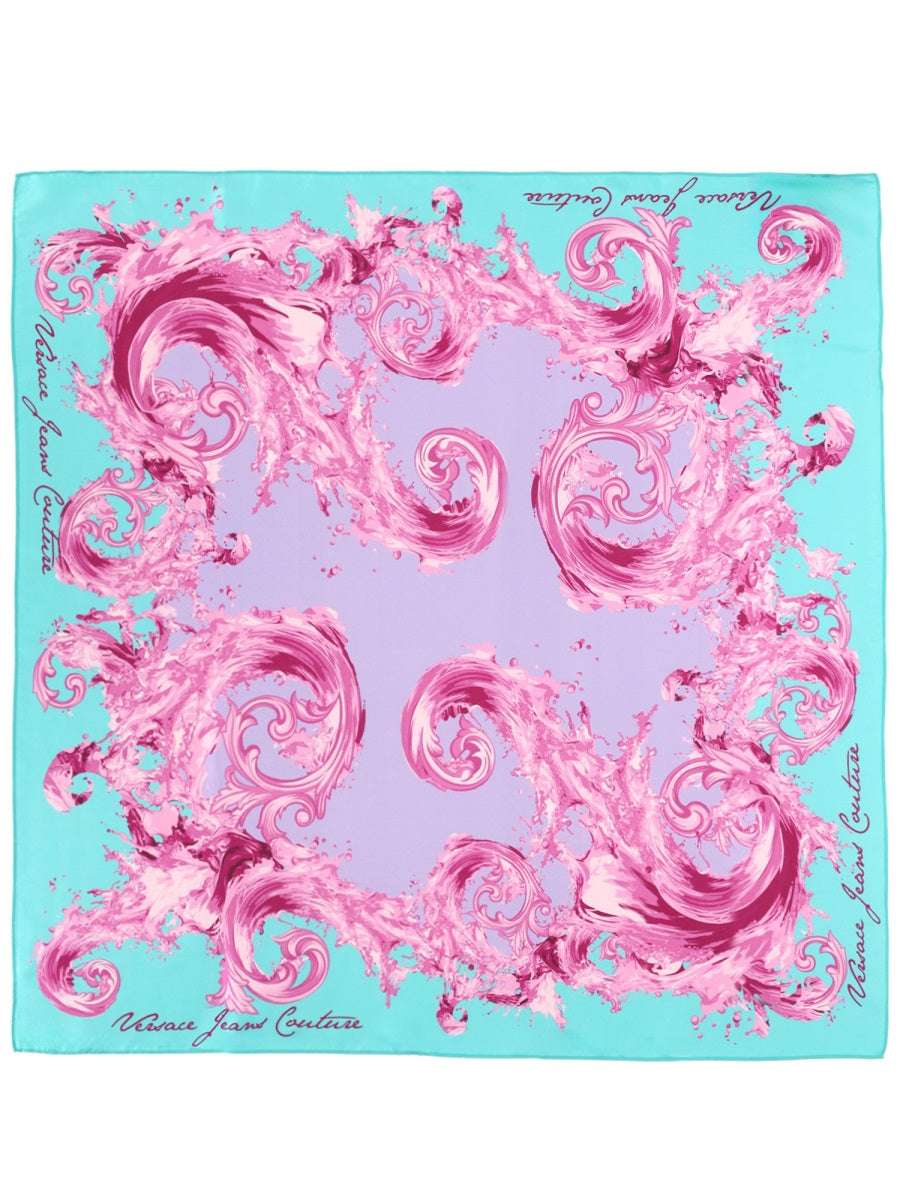 Versace Jeans Couture Silk Foulard Azure Print Scarf — Azure by Versace Jeans Couture