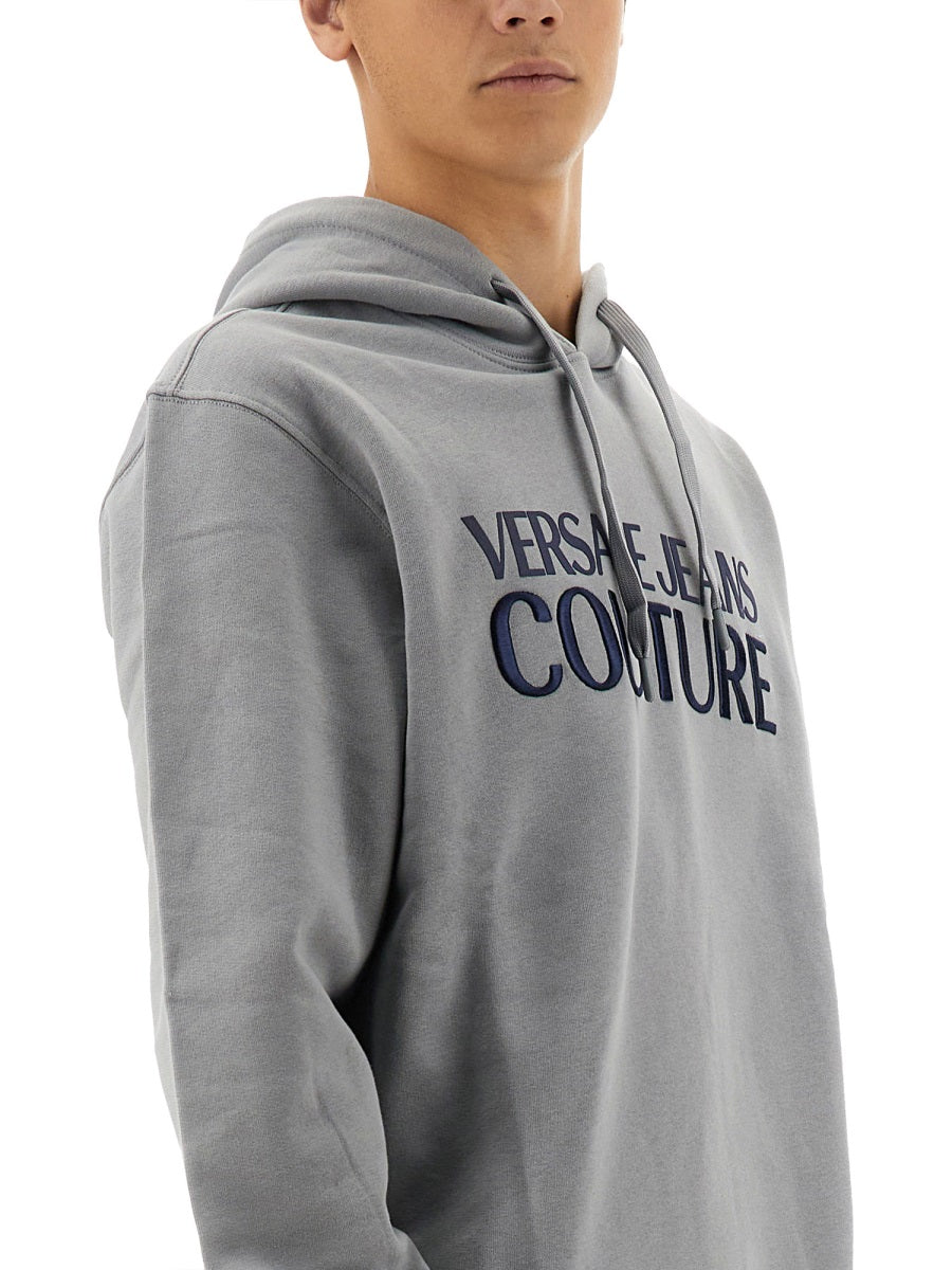 Versace Jeans Couture Logo Cotton Sweatshirt — Gray, view 2