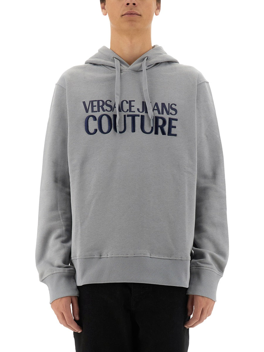 Versace Jeans Couture Logo Cotton Sweatshirt — Gray, view 3