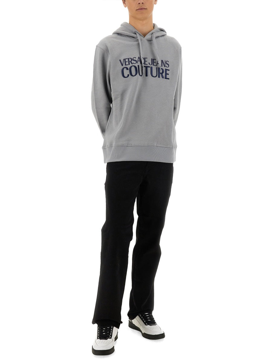 Versace Jeans Couture Logo Cotton Sweatshirt — Gray, view 4