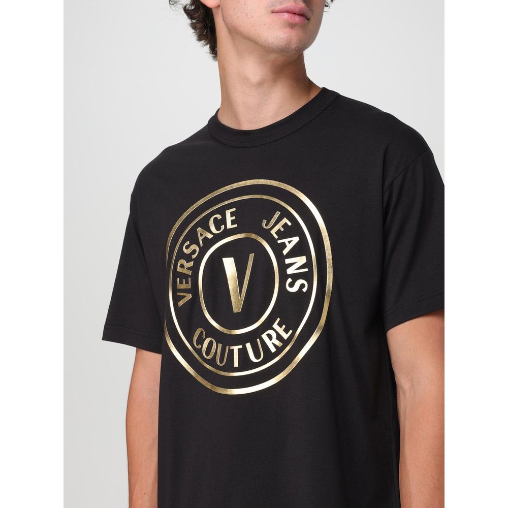 Versace Jeans Logo-Graphic Cotton T-Shirt — Black, view 3