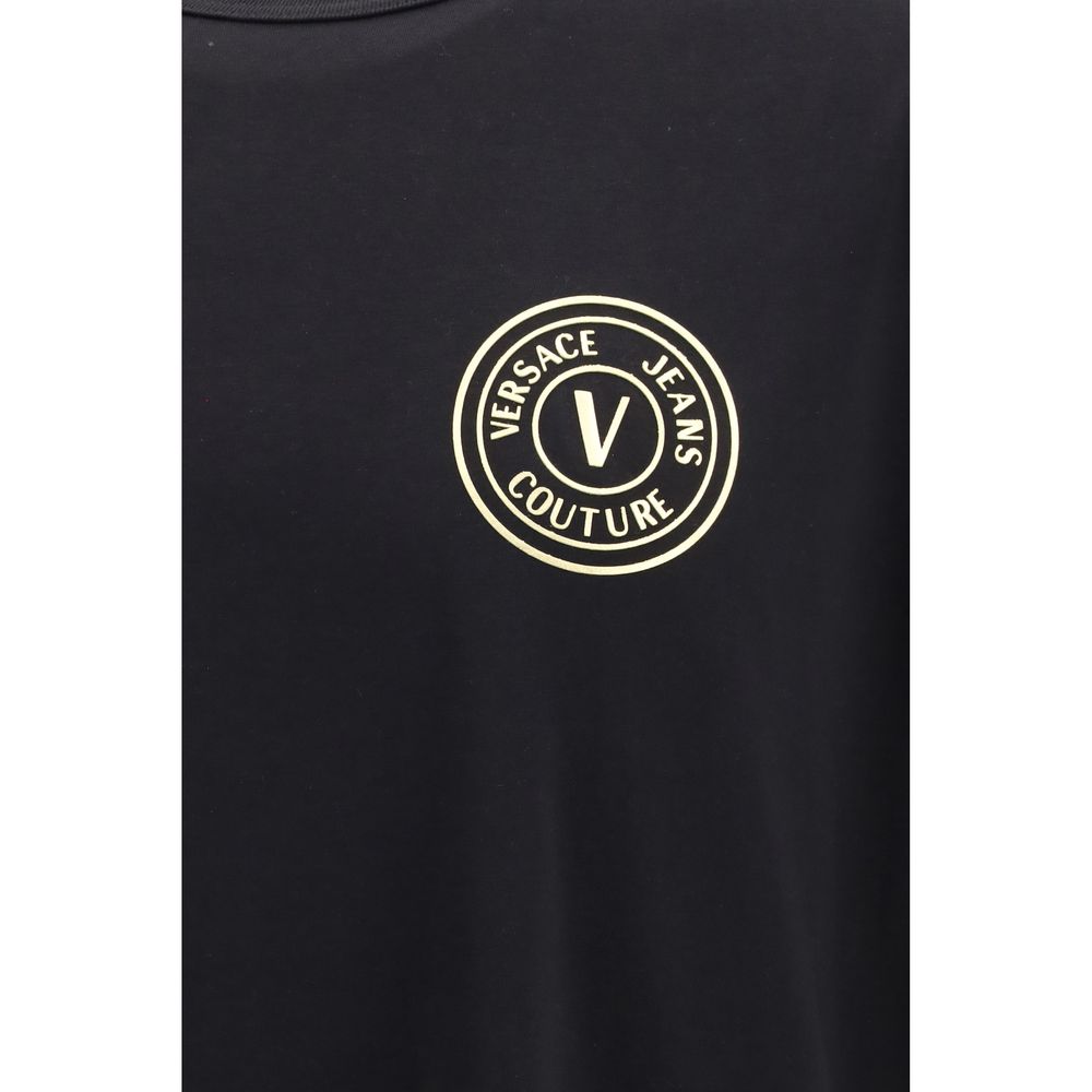 Versace Jeans Logo-Embroidered Cotton T-shirt — Black, view 3