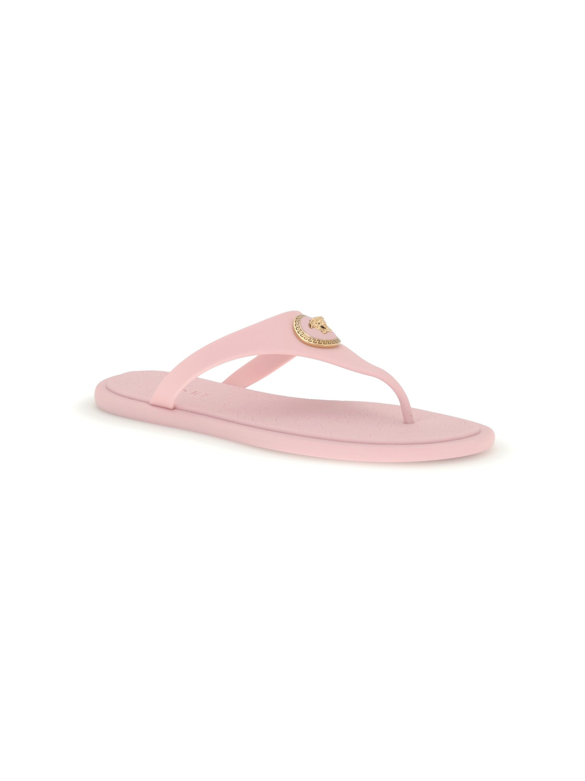 Versace Medusa-Appliqué Rubber Thong Sandals — Pink, view 3