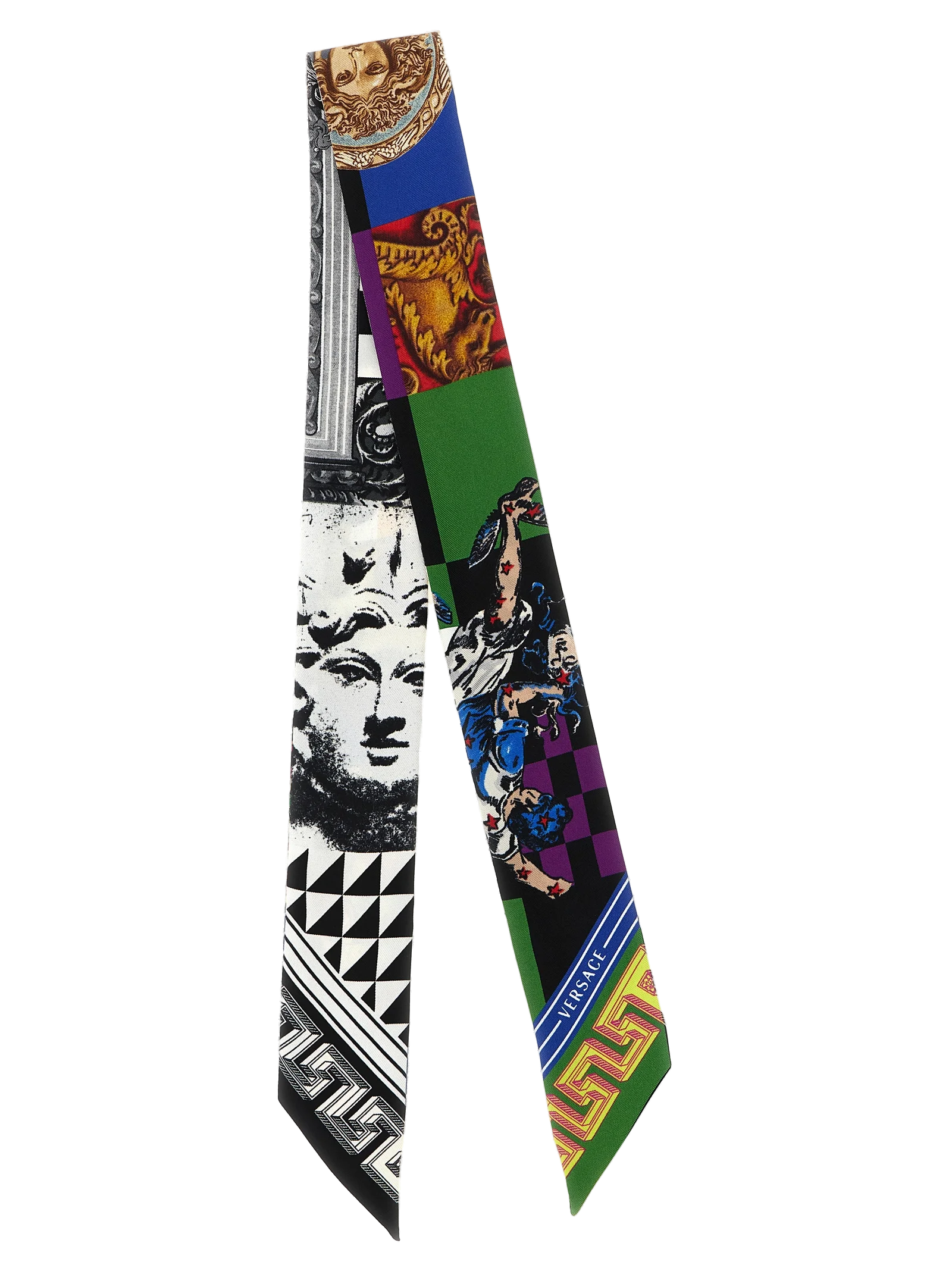 Versace Medusa Collage Silk Twill Scarf — Multicolor, view 2