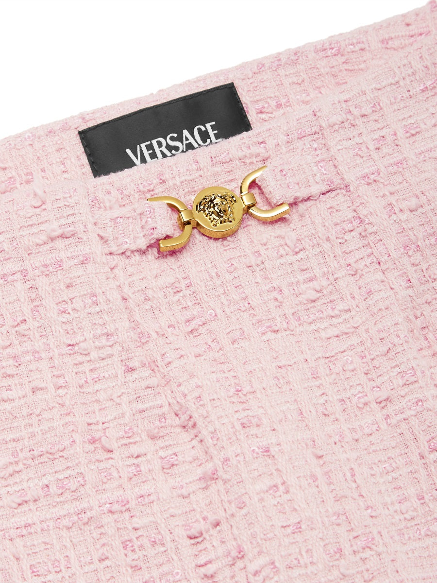 Versace Cotton-Mix Tweed Skirt — Pink, view 2