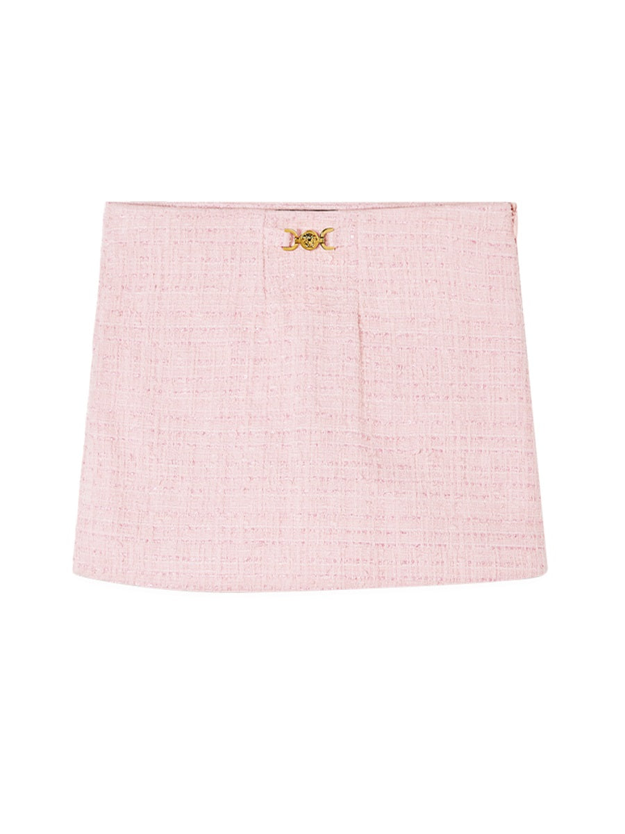 Versace Cotton-Mix Tweed Skirt — Pink, view 3