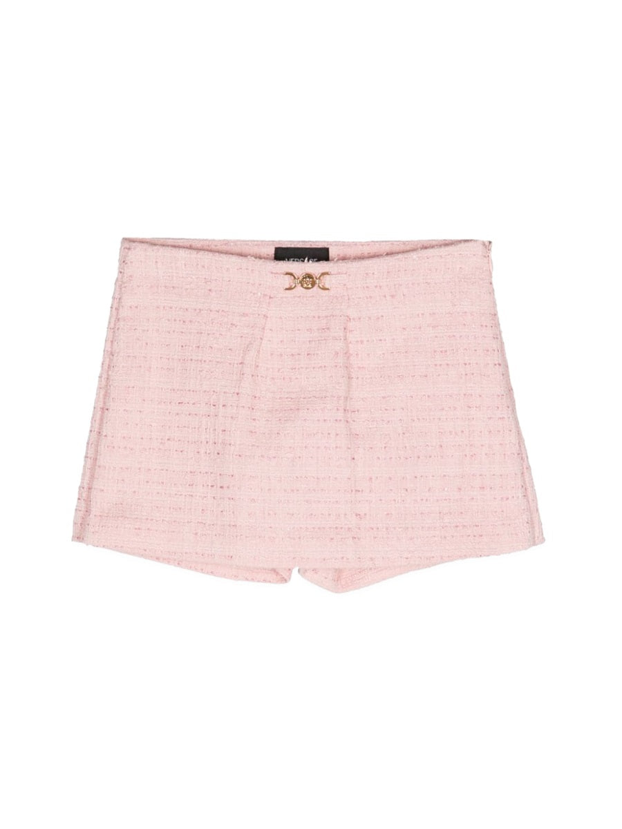Versace Cotton-Mix Tweed Skirt — Pink, view 4