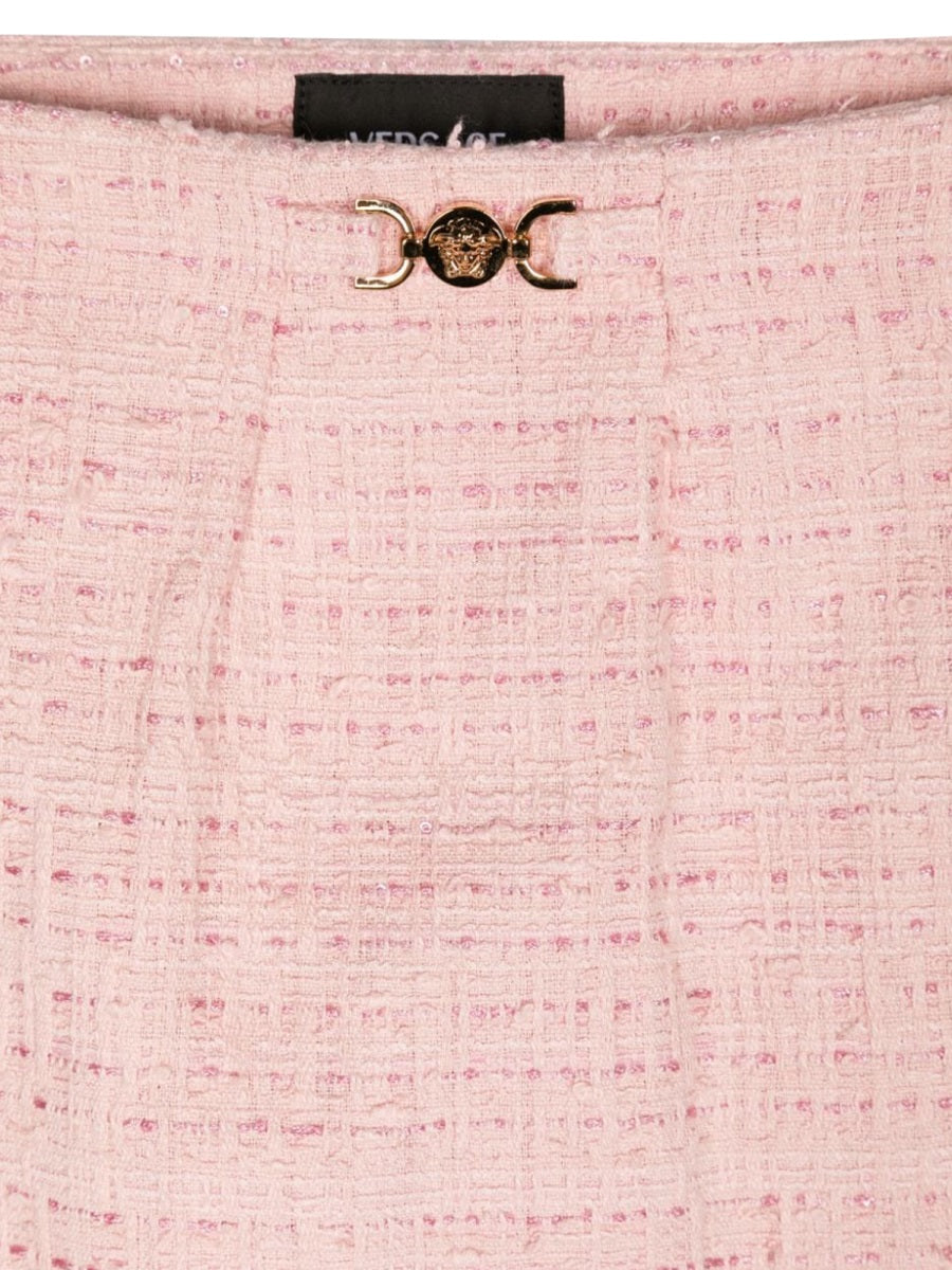 Versace Cotton-Mix Tweed Skirt — Pink, view 6