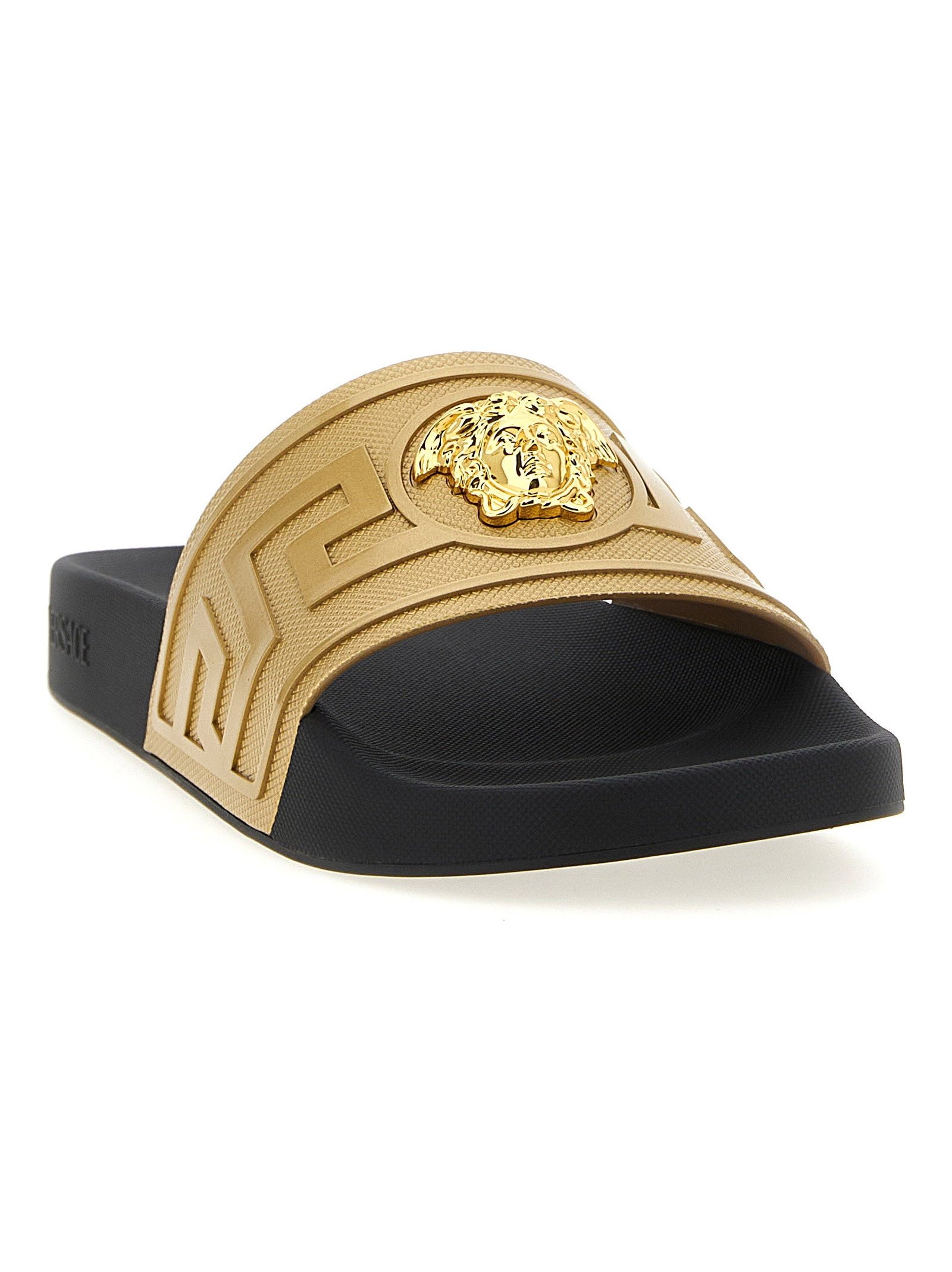 Versace Metal Medusa Logo Slides — Tan, view 2