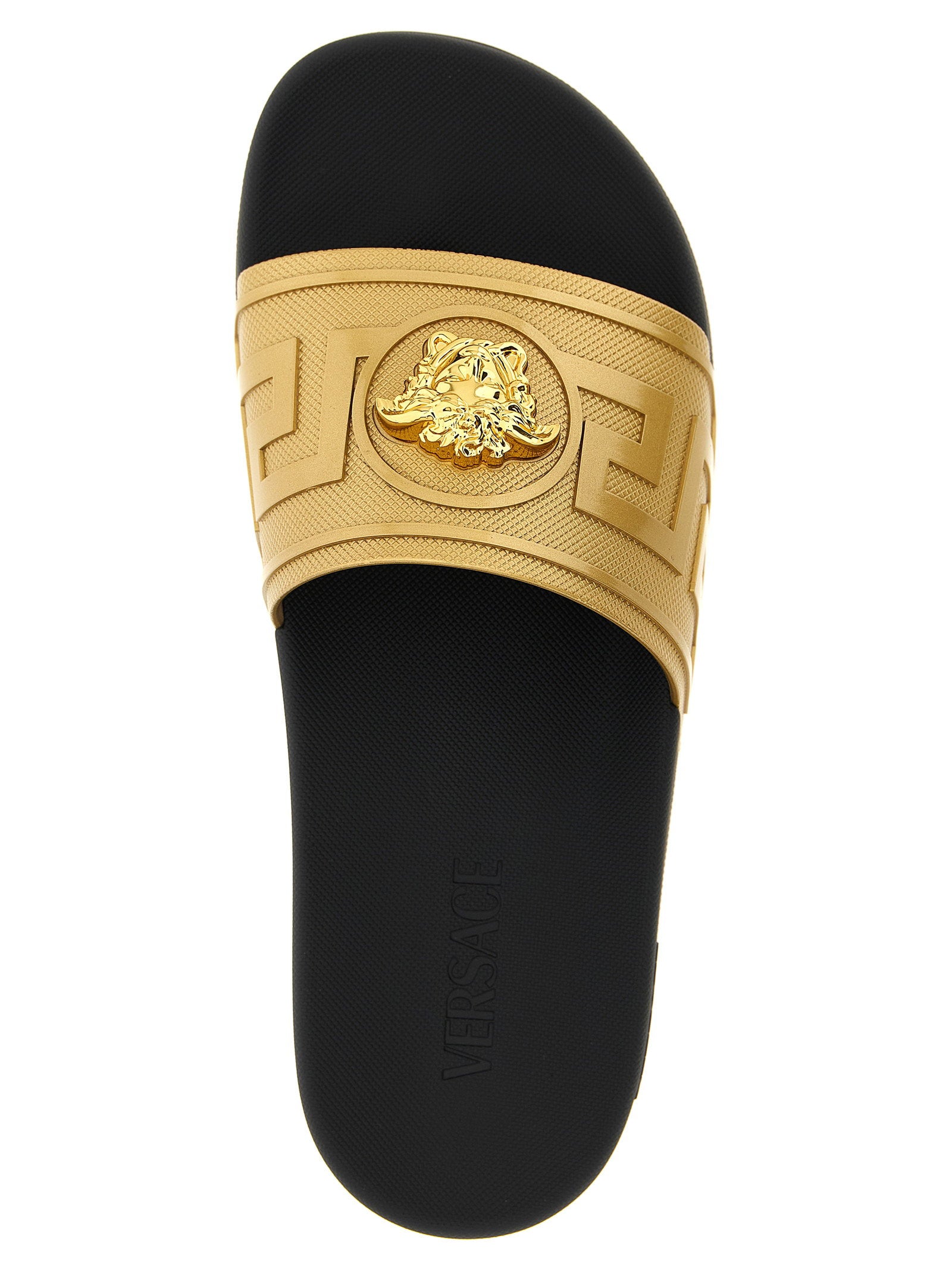 Versace Metal Medusa Logo Slides — Tan, view 4