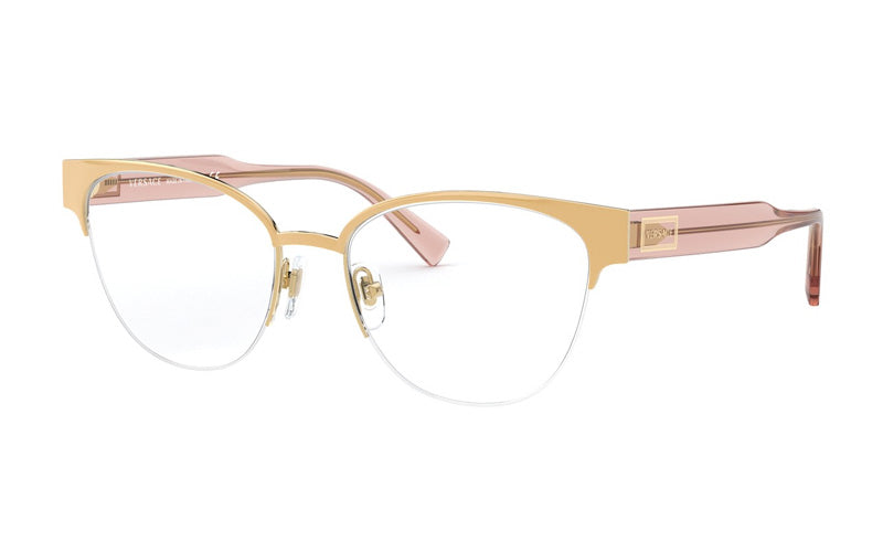 Versace VE12651463 Cat-Eye Semi Rim Eyeglasses — Gold by Versace