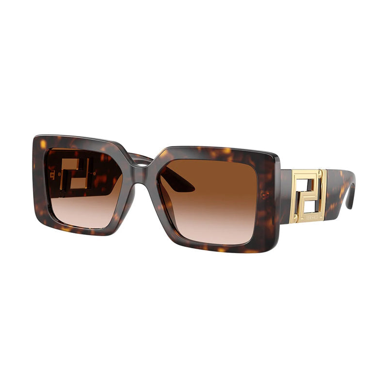 Versace VE4505U Rectangle Full Rim Dark Havana Sunglasses — Brown by Versace