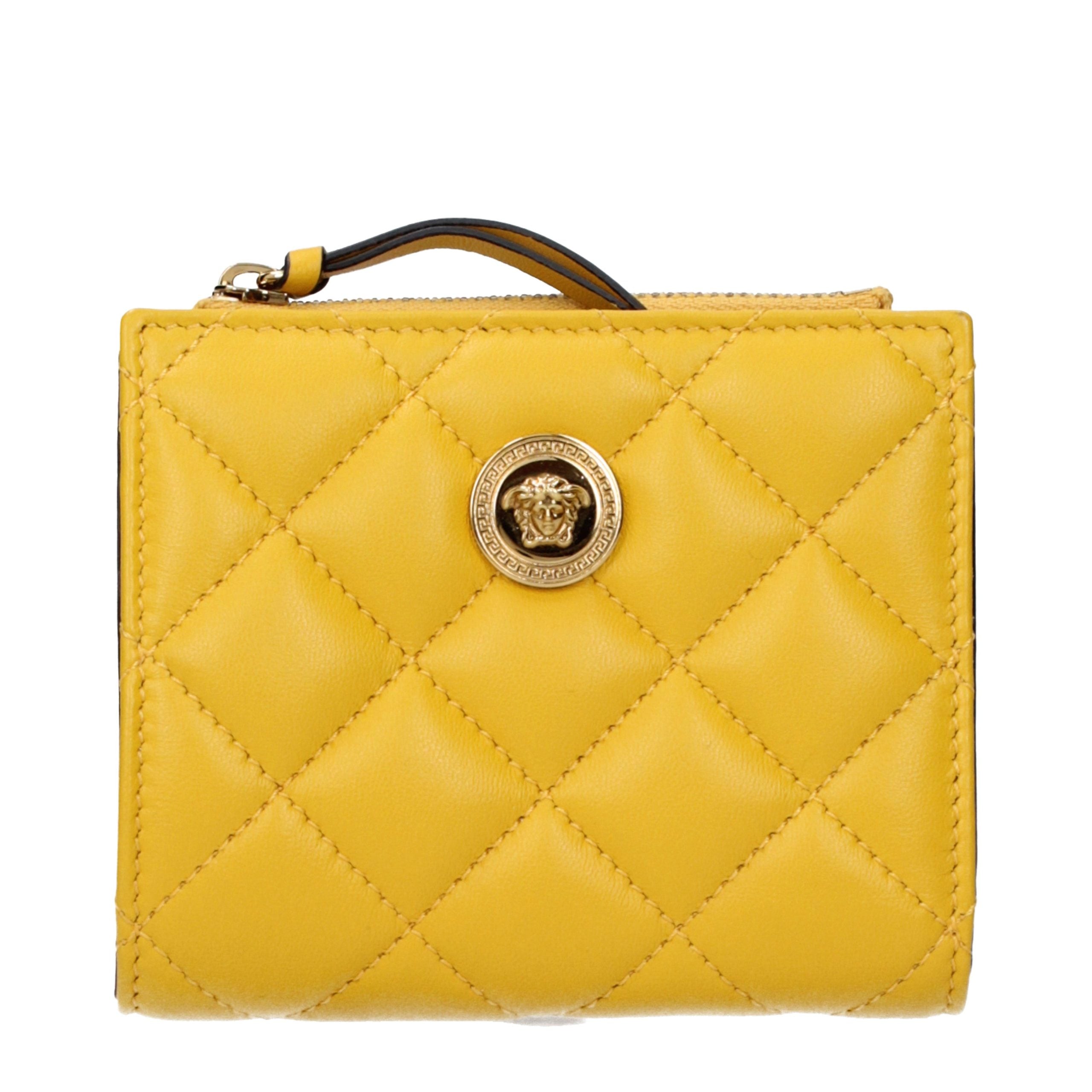 Versace Quilted Leather Wallet — Yellow by Versace