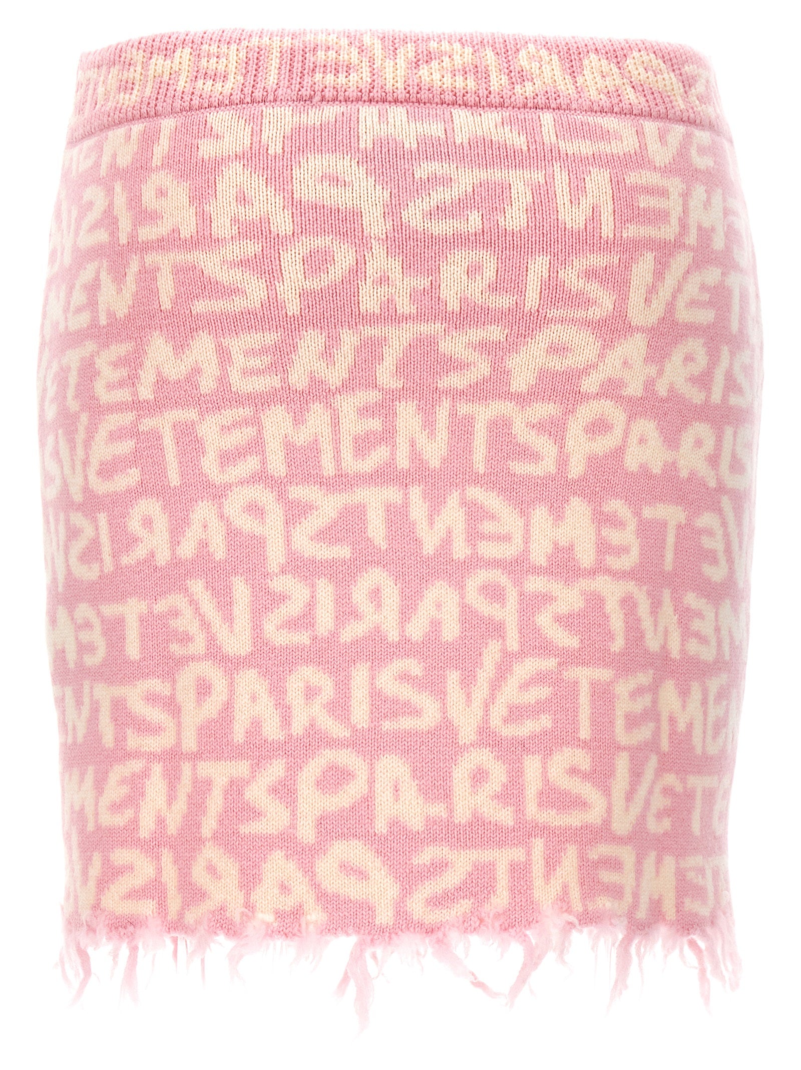 Vetements Logo Jacquard Merino Wool Skirt — Pink, view 2