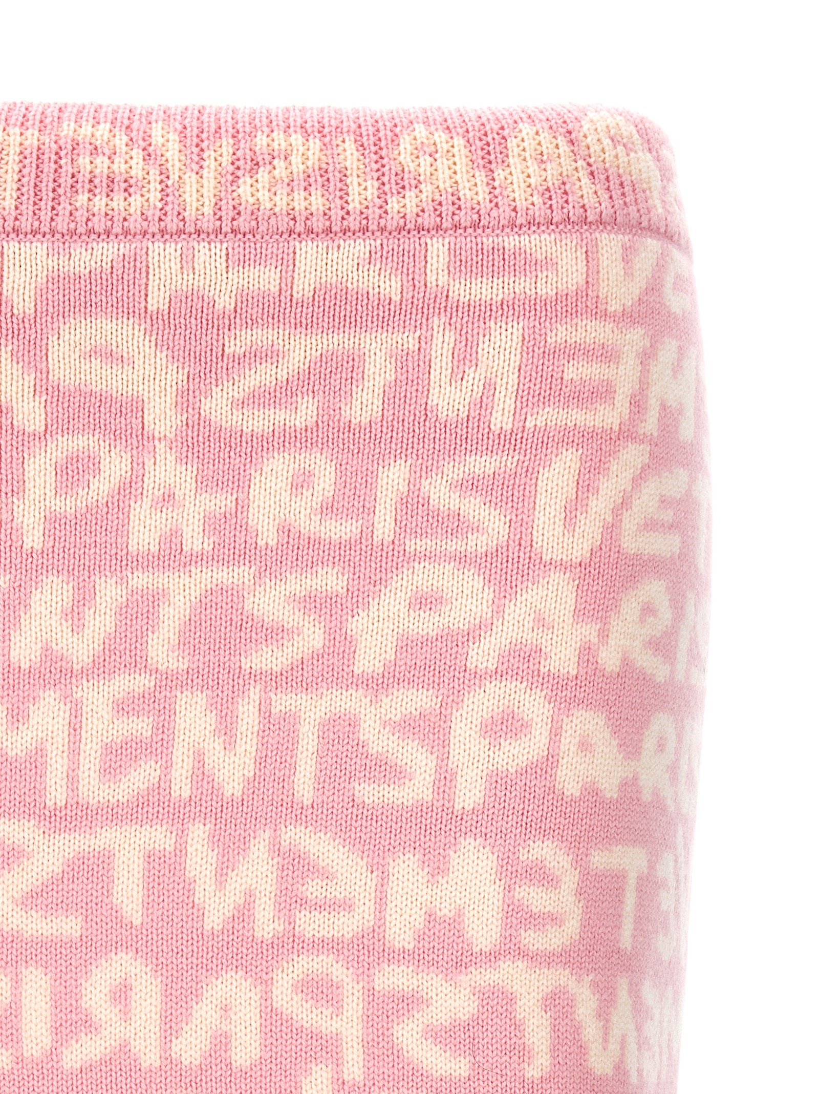 Vetements Logo Jacquard Merino Wool Skirt — Pink, view 3