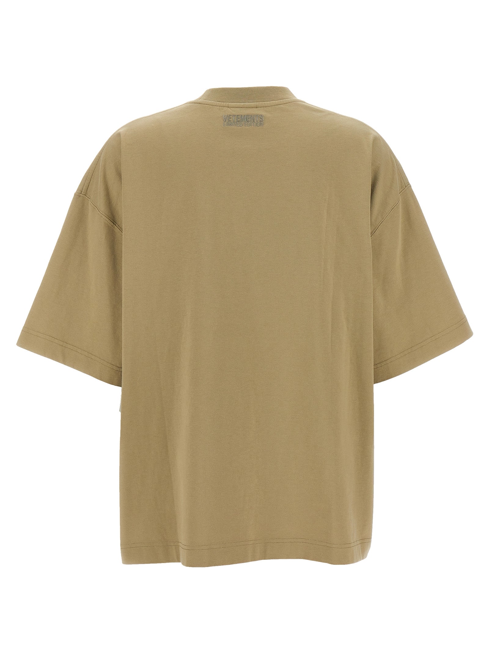Vetements Logo-Print Cotton T-Shirt — Beige, view 2